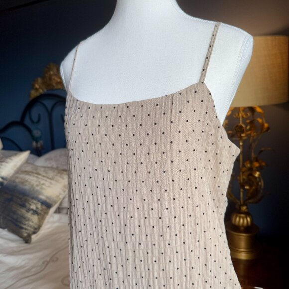3 For $25 Mahina Sleeveless Beige With Black Polka Dots Sheath Beachy Dress - Picture 5 of 12